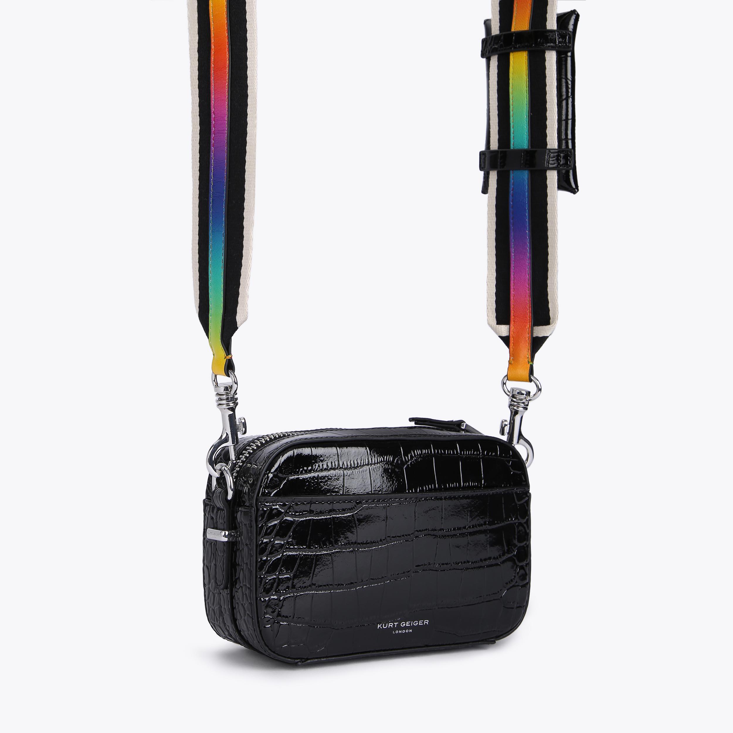 SHOREDITCH SM CAMERA BAG Black Croc Print Cross Body Purse by KURT