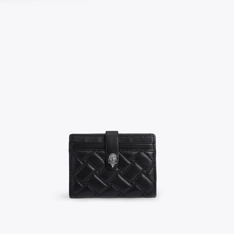 LEATHER QUILTED CARD HOLDER BLACK