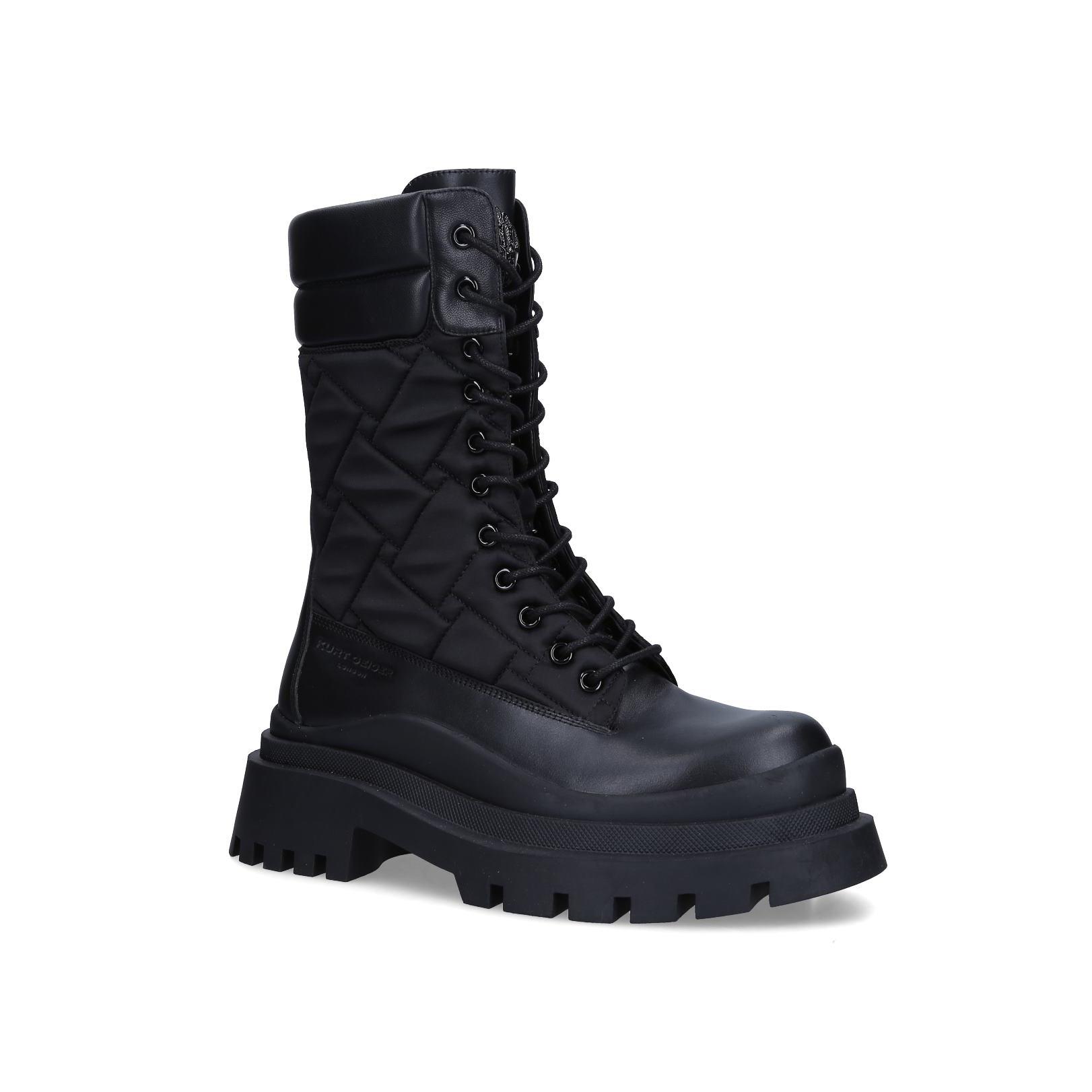 ATLAS LACE UP BLACK QUILTED ANKLE BOOT by KURT GEIGER LONDON