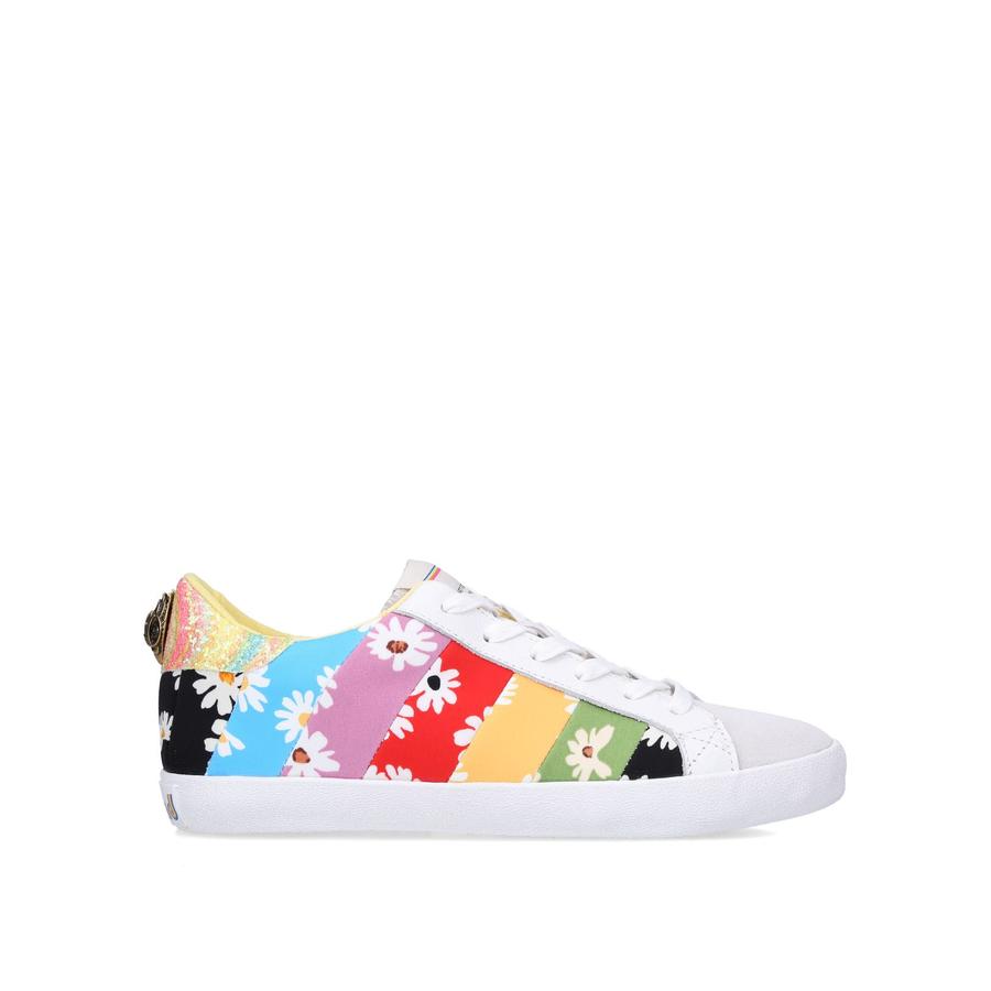 蝶 LEXI EAGLE Rainbow Stripe Floral Lace Up Trainers by KURT