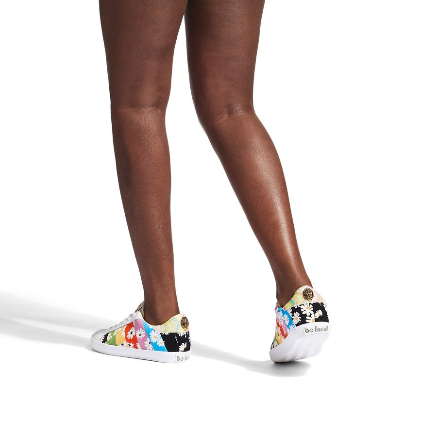 蝶 LEXI EAGLE Rainbow Stripe Floral Lace Up Trainers by KURT
