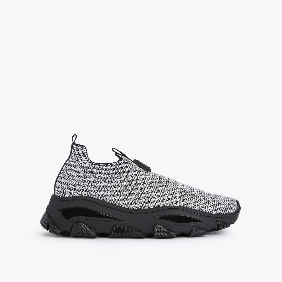 LETTIE KNIT CRYSTALS Silver Houndstooth Crystal Slip On Sneakers