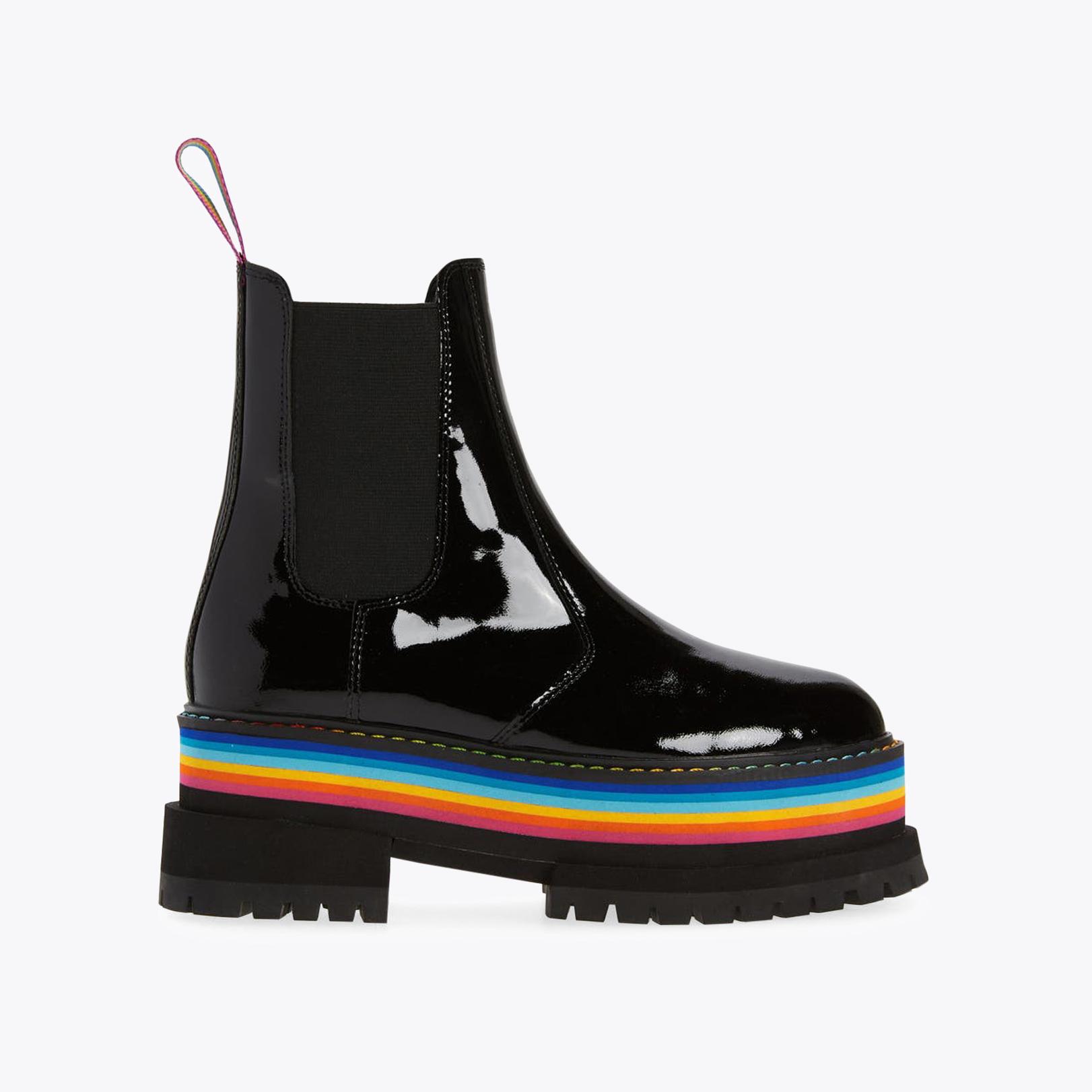 BLACK BIRDIE RAINBOW CHELSEA ANKLE BOOTS PLATFORM by KURT GEIGER