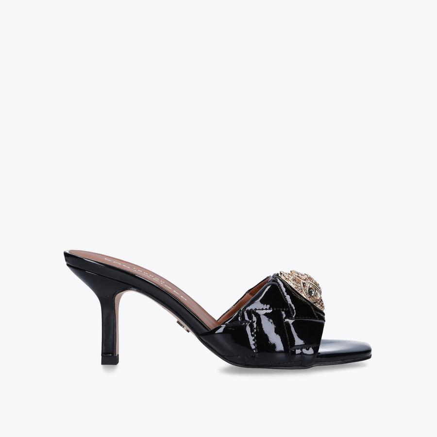KENSINGTON MULE Black Quilted Open Toe Heels by KURT GEIGER