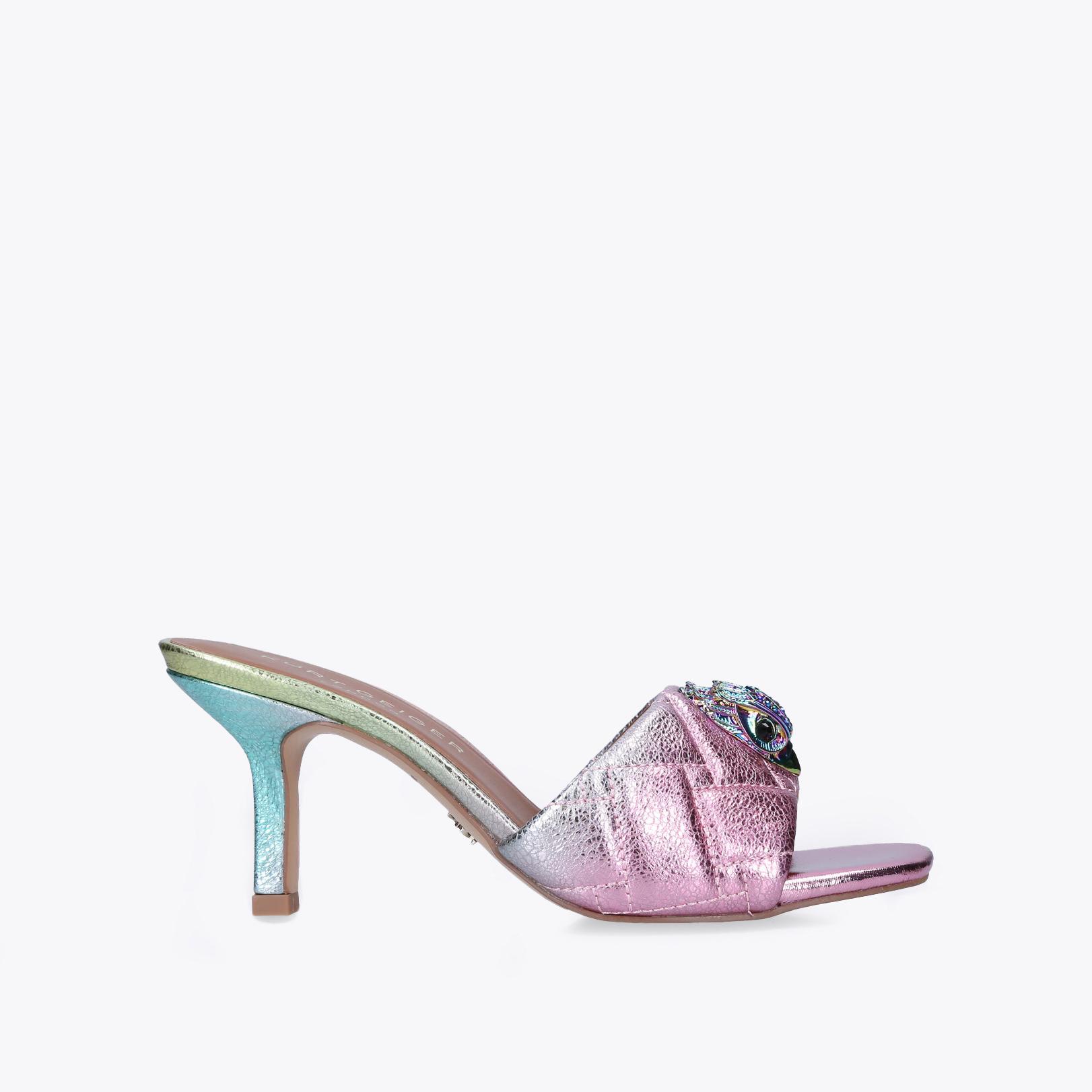 DUKE Silver Metallic Embellished Stiletto Heel Mules by KURT