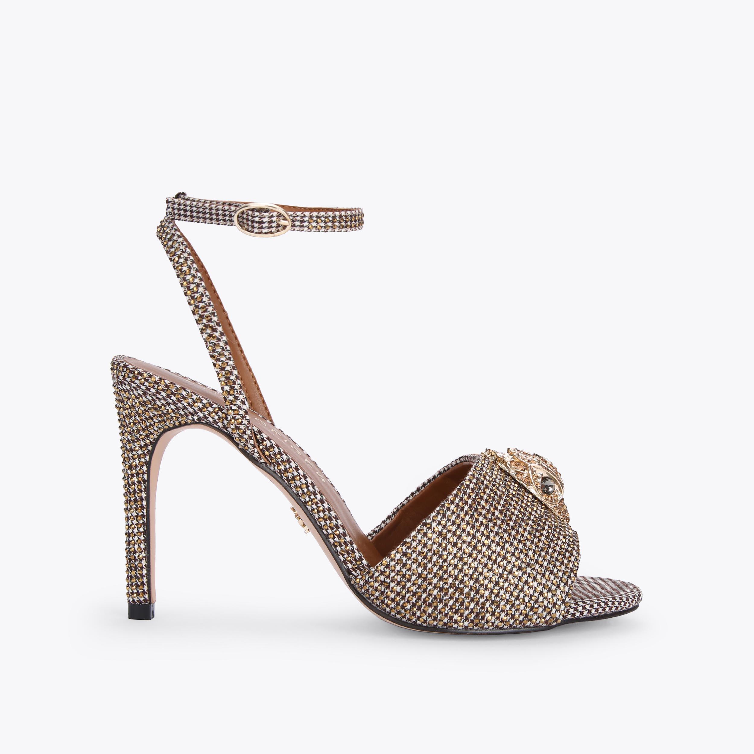 Kenzy Spiral Heeled Sandal in Beige