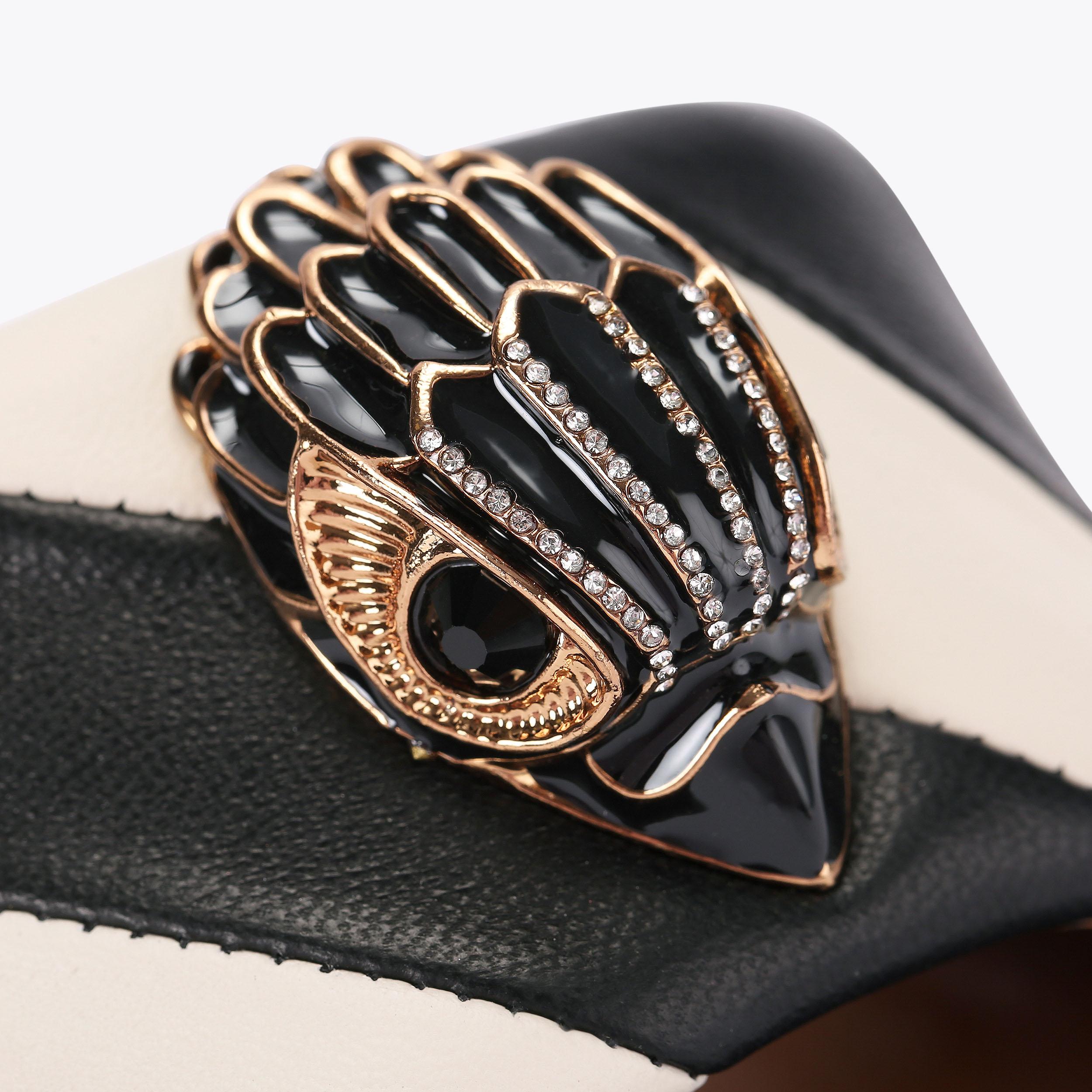 KENSINGTON FLAT SANDAL Black And White Flats by KURT GEIGER