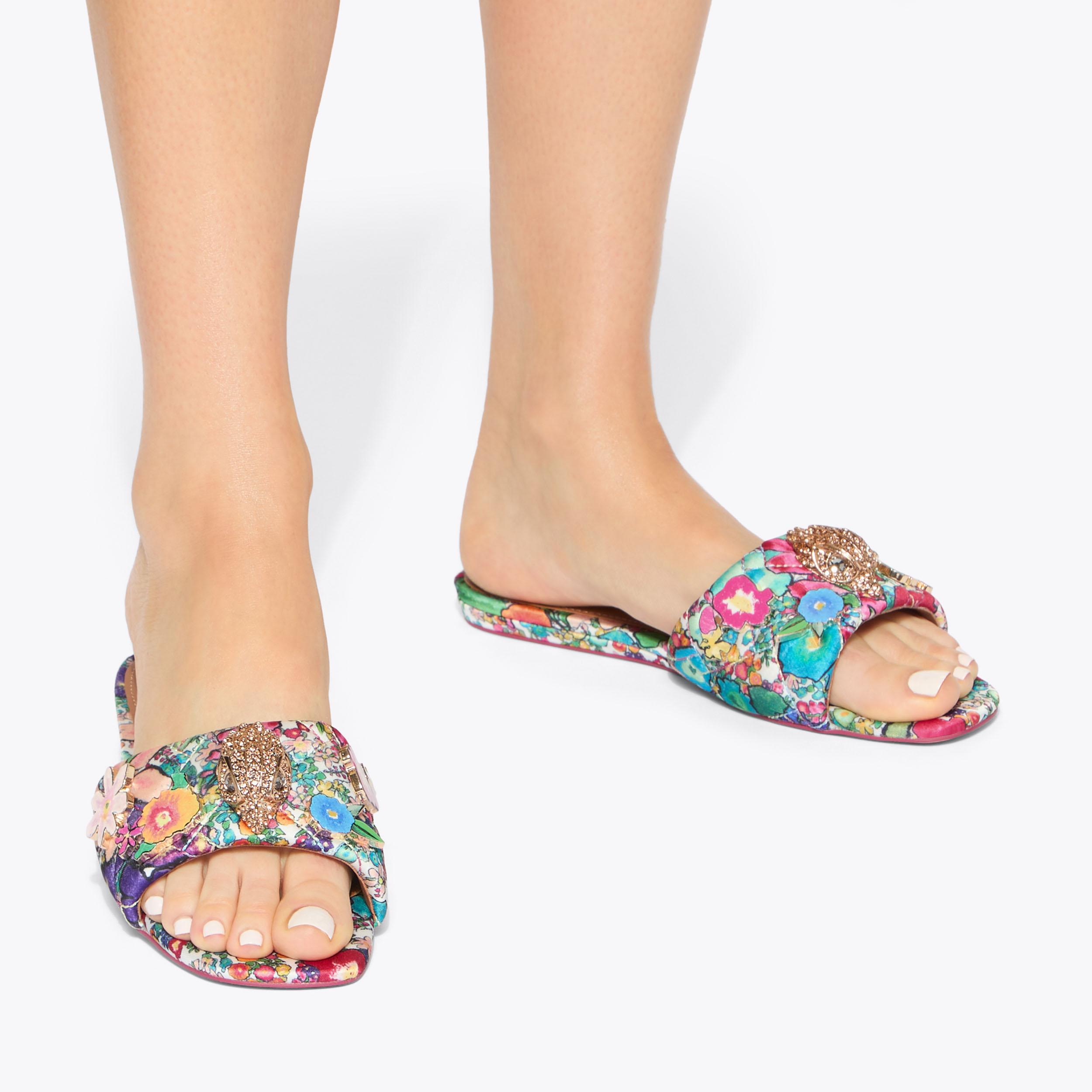KENSINGTON FLAT SANDAL Floral Watercolour Slip On Sandal by Kurt