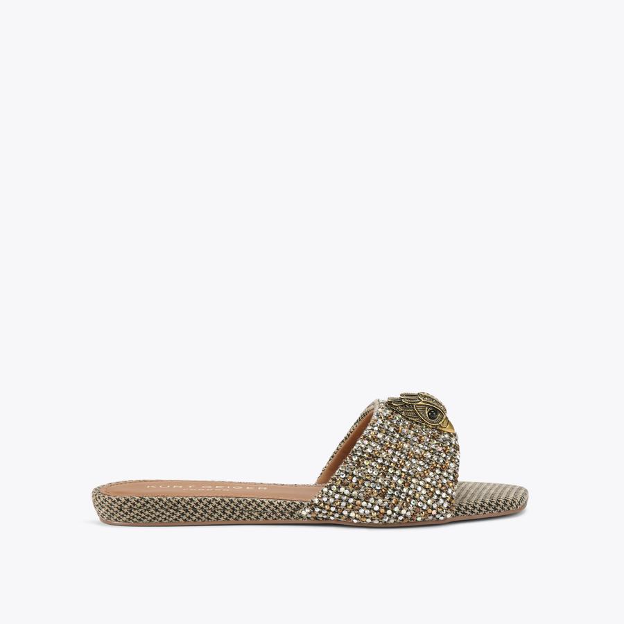 KENSINGTON FLAT SANDAL Crystal Strap Slip On Sandal by KURT GEIGER