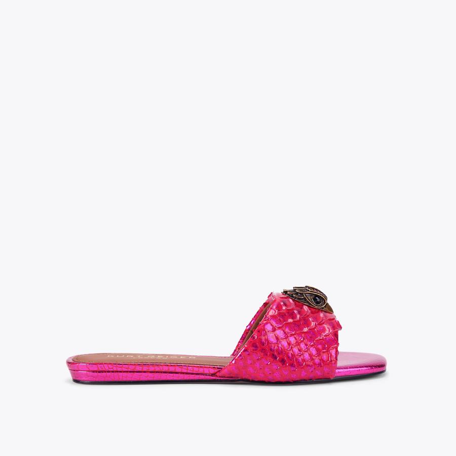 KENSINGTON FLAT SANDAL Metallic Pink Leather Kensington by