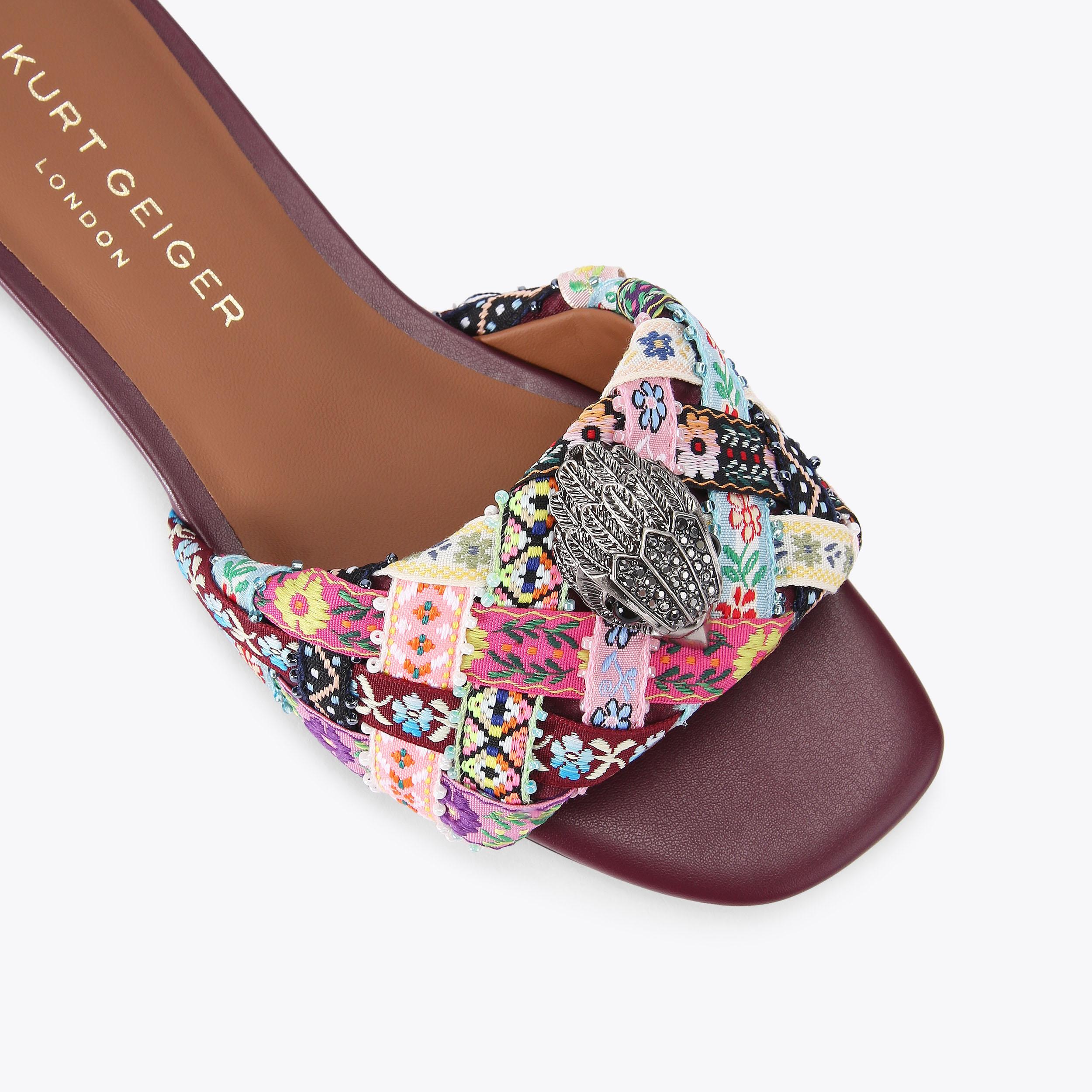 klein KENSINGTON FLAT SANDAL Satin Printed Sandal by KURT GEIGER