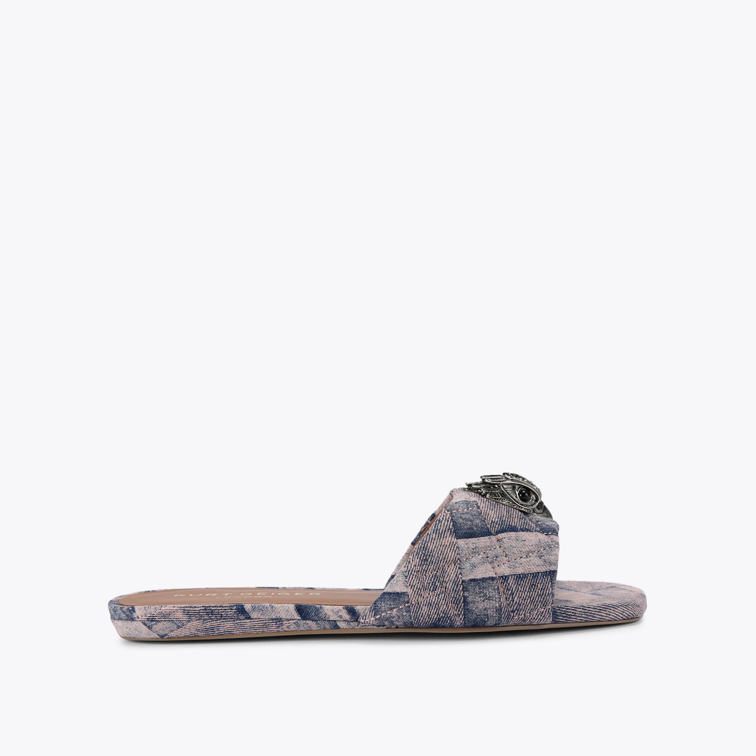 KENSINGTON FLAT SANDAL Pink Denim Dyed Sandal by KURT GEIGER