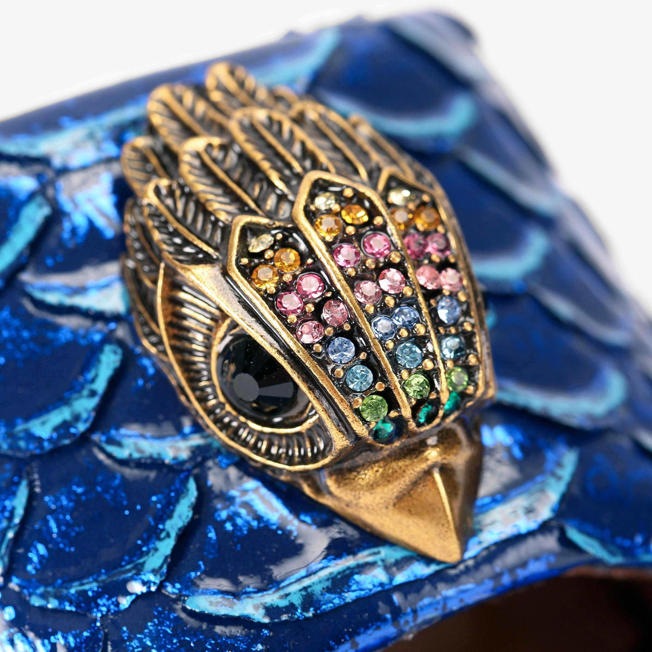 ケリー⑅ KENSINGTON FLAT SANDAL Blue Metallic Slip On Sandal by KURT GEIGER