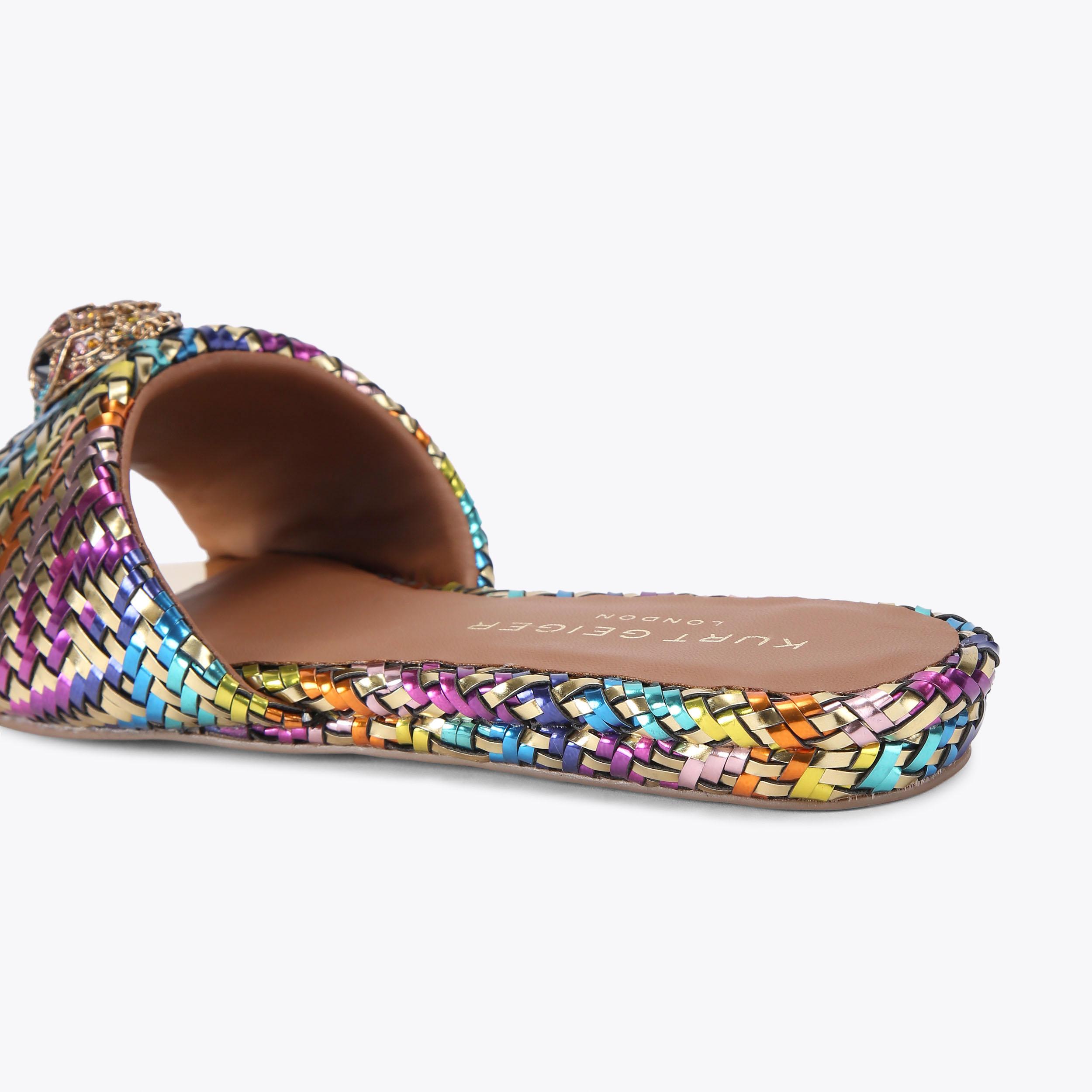 KENSINGTON FLAT SANDAL Rainbow Woven Slip On Sandal by KURT