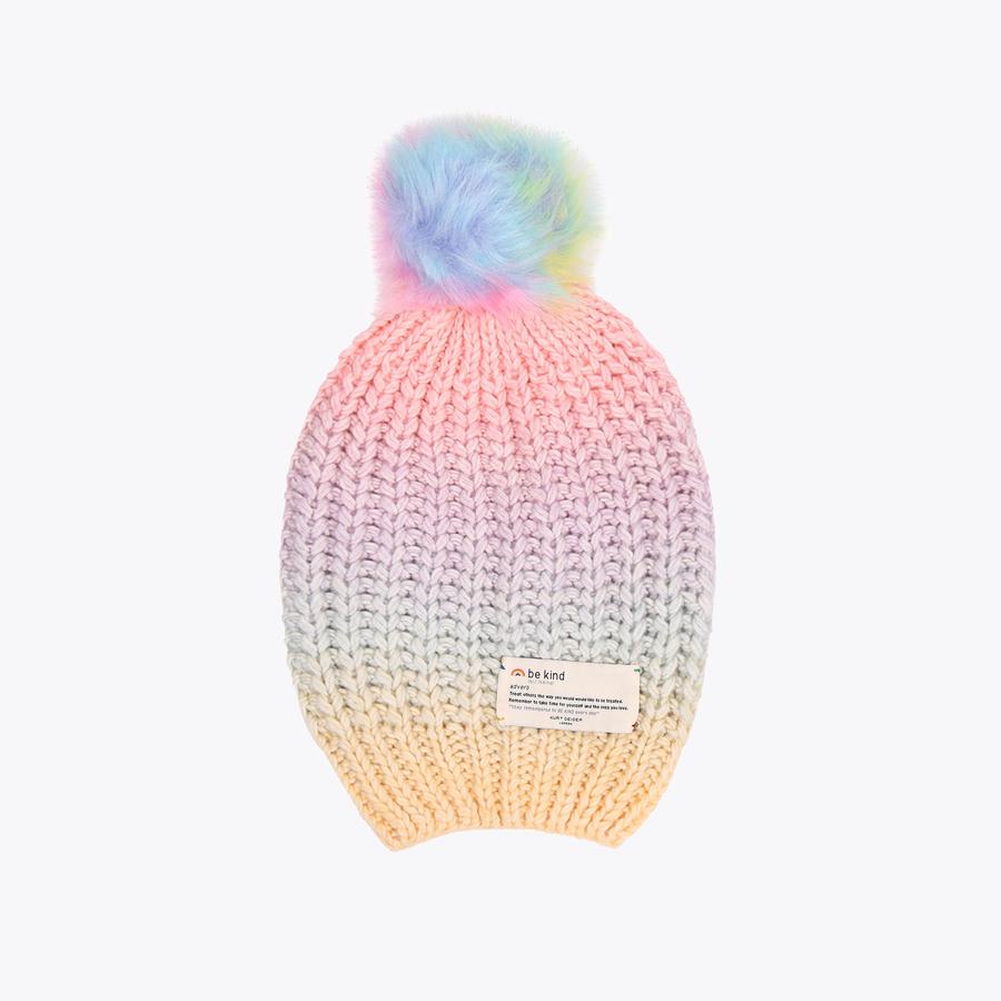 BE KIND POM POM HAT Pastel Ombre Knitted Pom Pom Beanie by  display picture 3