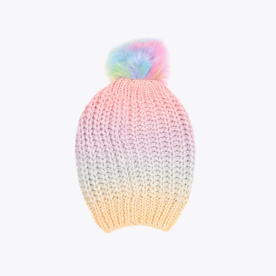 KURT GEIGER RIBBED KNIT METALLIC HOT PINK POMPOM HAT OS KURT GEIGER LONDON FOIL OVERLAY RIBBED KNIT METALLIC HOT  main image 4
