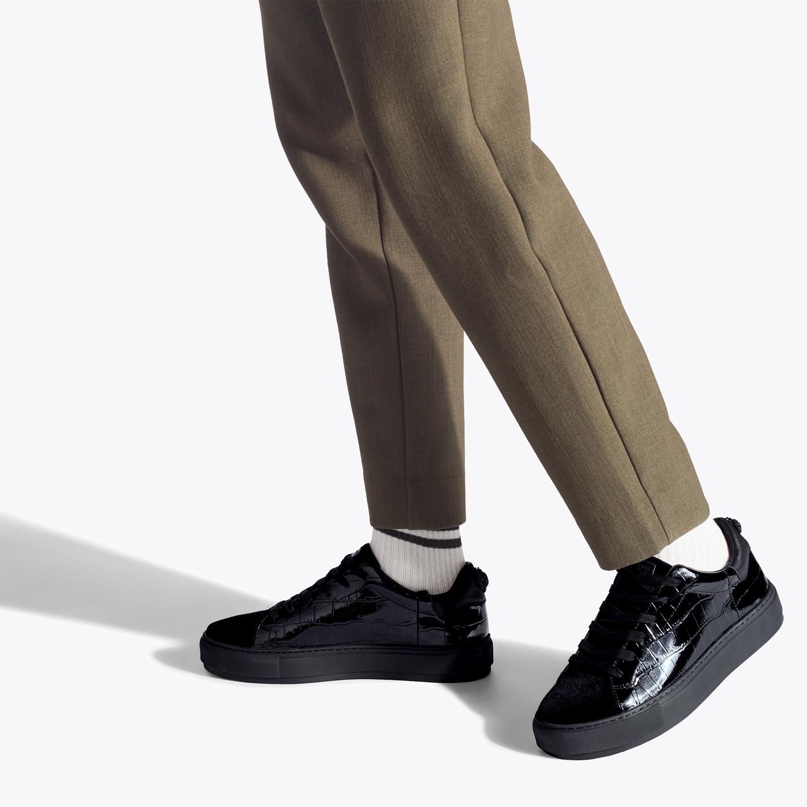 Laney Croc Black Leather Sneakers for Men | Kurt Geiger