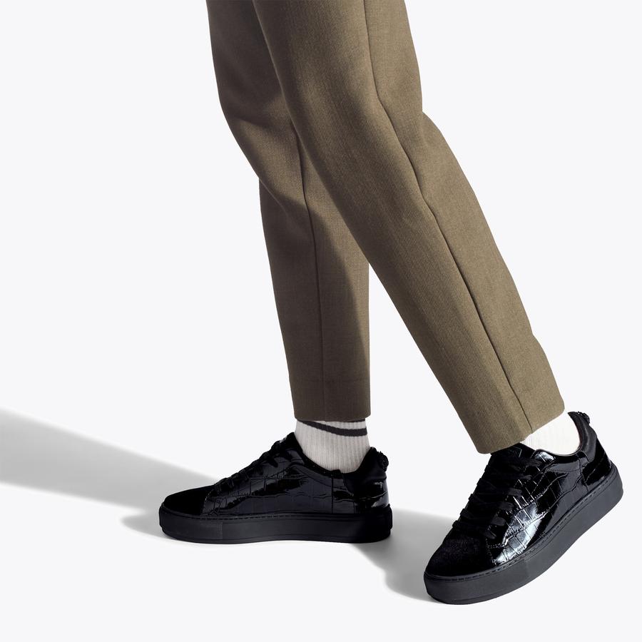 Laney Croc Black Leather Sneakers for Men | Kurt Geiger