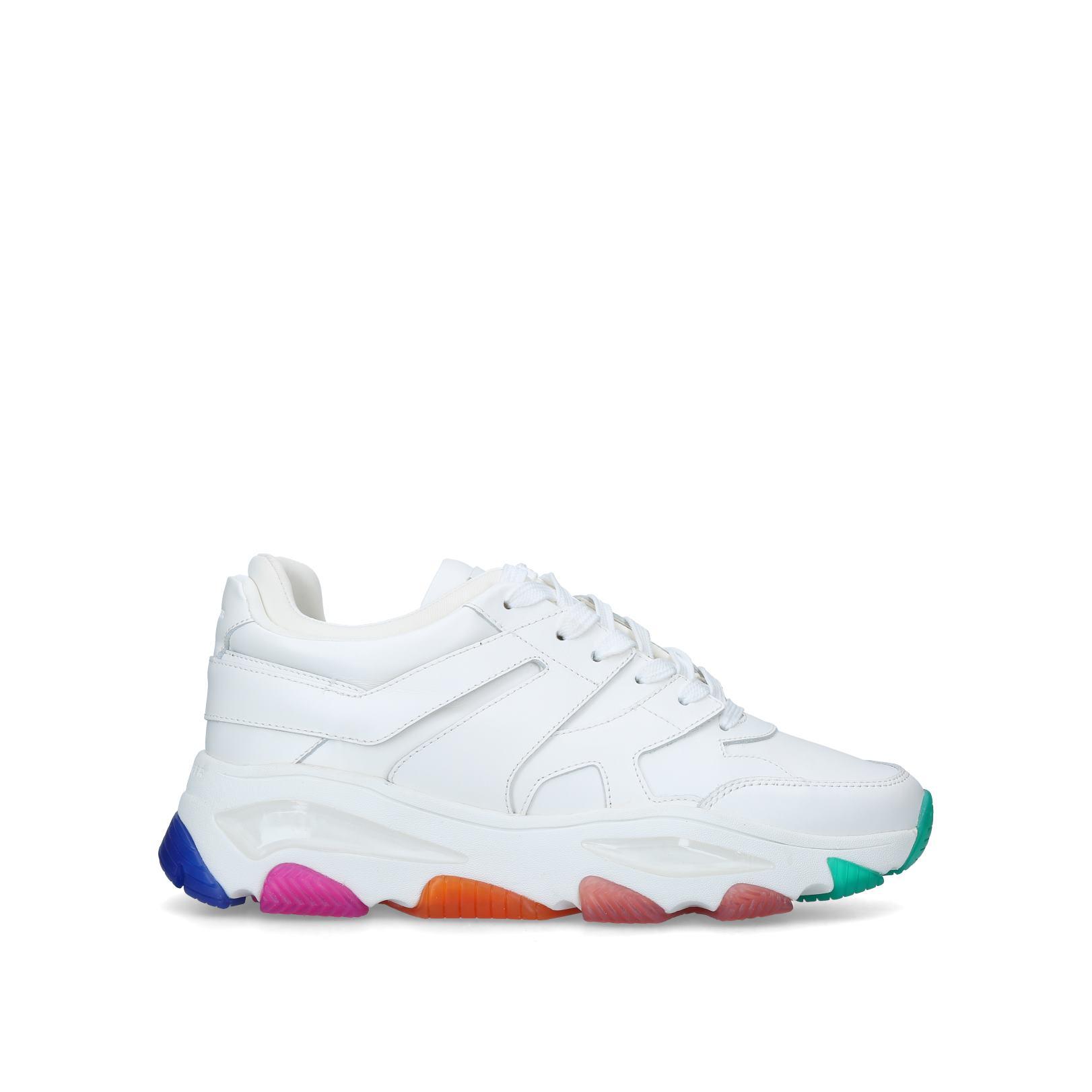 WHITE LEATHER RAINBOW SOLE LETTIE MENS SNEAKERS by KURT 