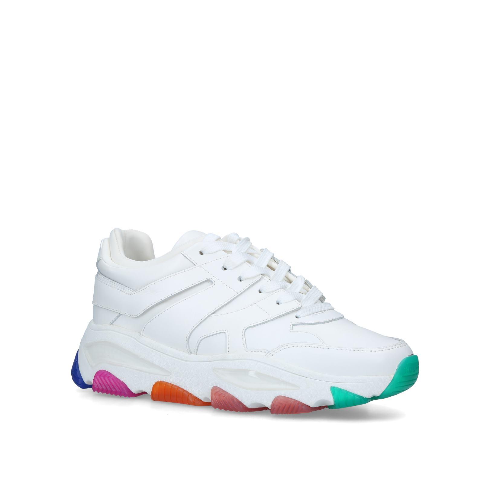 WHITE LEATHER RAINBOW SOLE LETTIE MENS SNEAKERS by KURT GEIGER LONDON