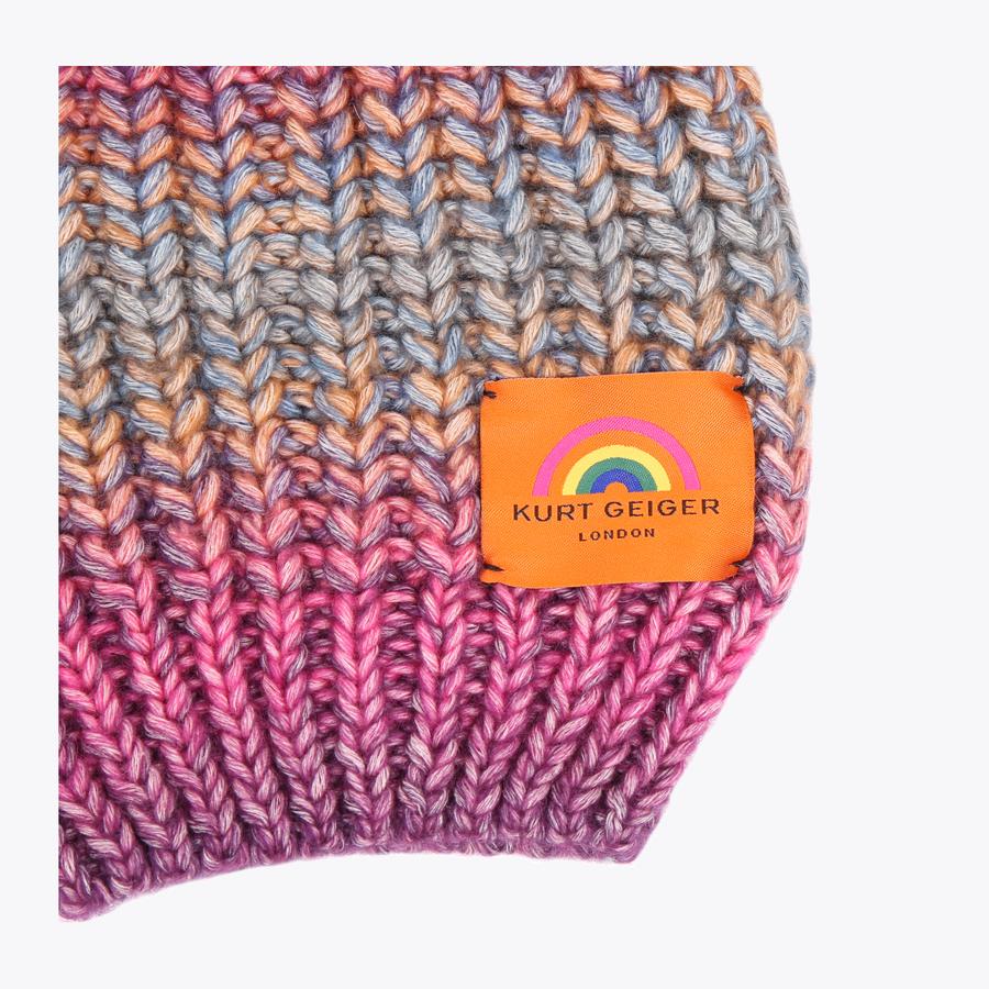 BE KIND HAT Pink Ombre Chunky Knit Beanie by KURT GEIGER LONDON display picture 2