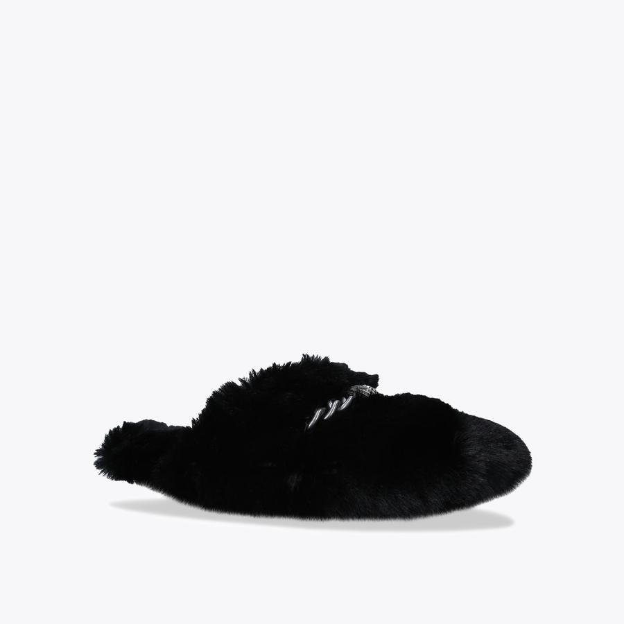 CHELSEA SLIPPER Faux Fur Black Slip On Slippers by KURT  display picture 3