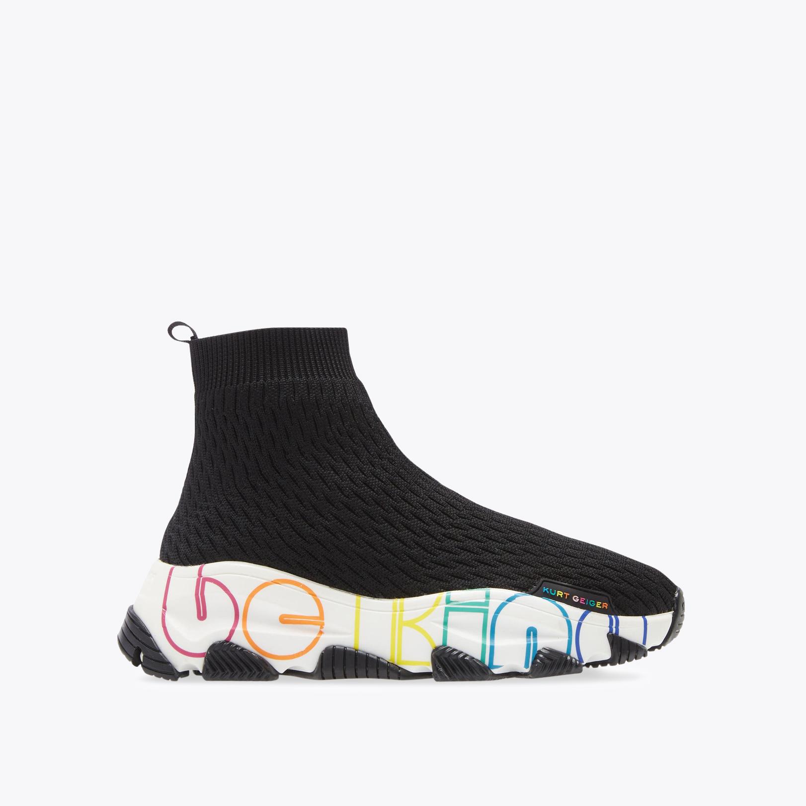BE KIND LETTIE KNIT SOCK Black Knitted Sock Sneakers by KURT