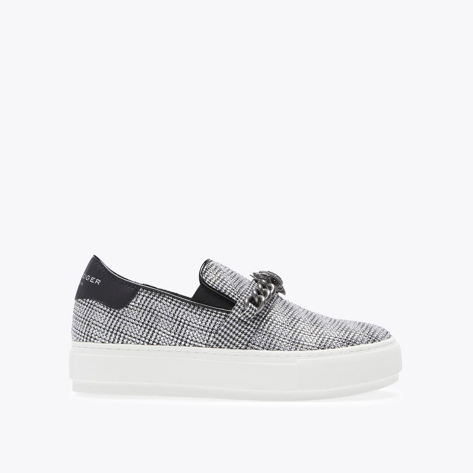 LANEY CHELSEA SLIP ON Black And White Houndsooth Slip On Sneakers