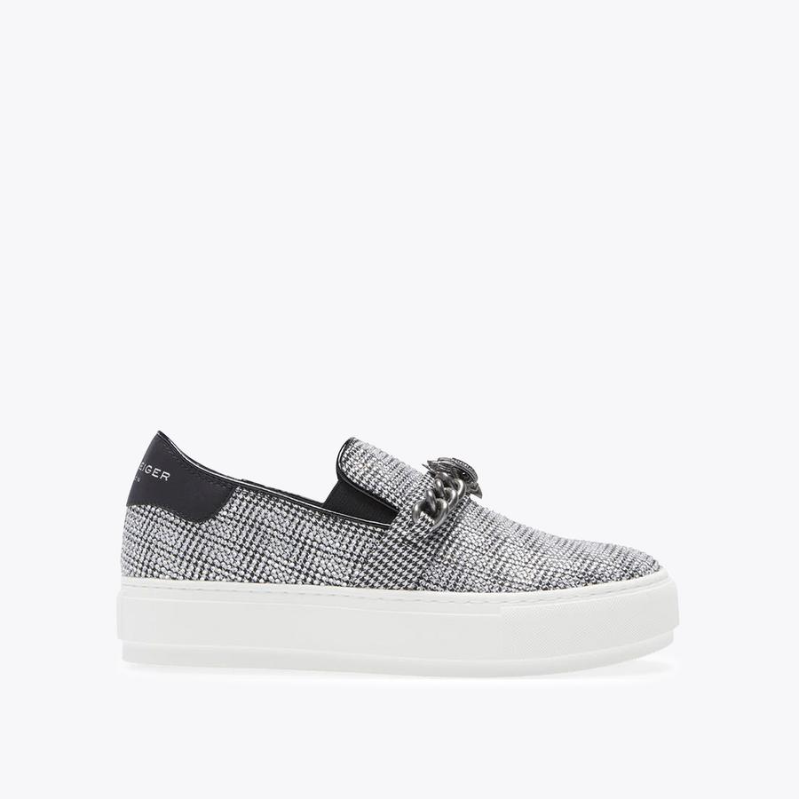 LANEY CHELSEA SLIP ON Black And White Houndsooth Slip On Sneakers