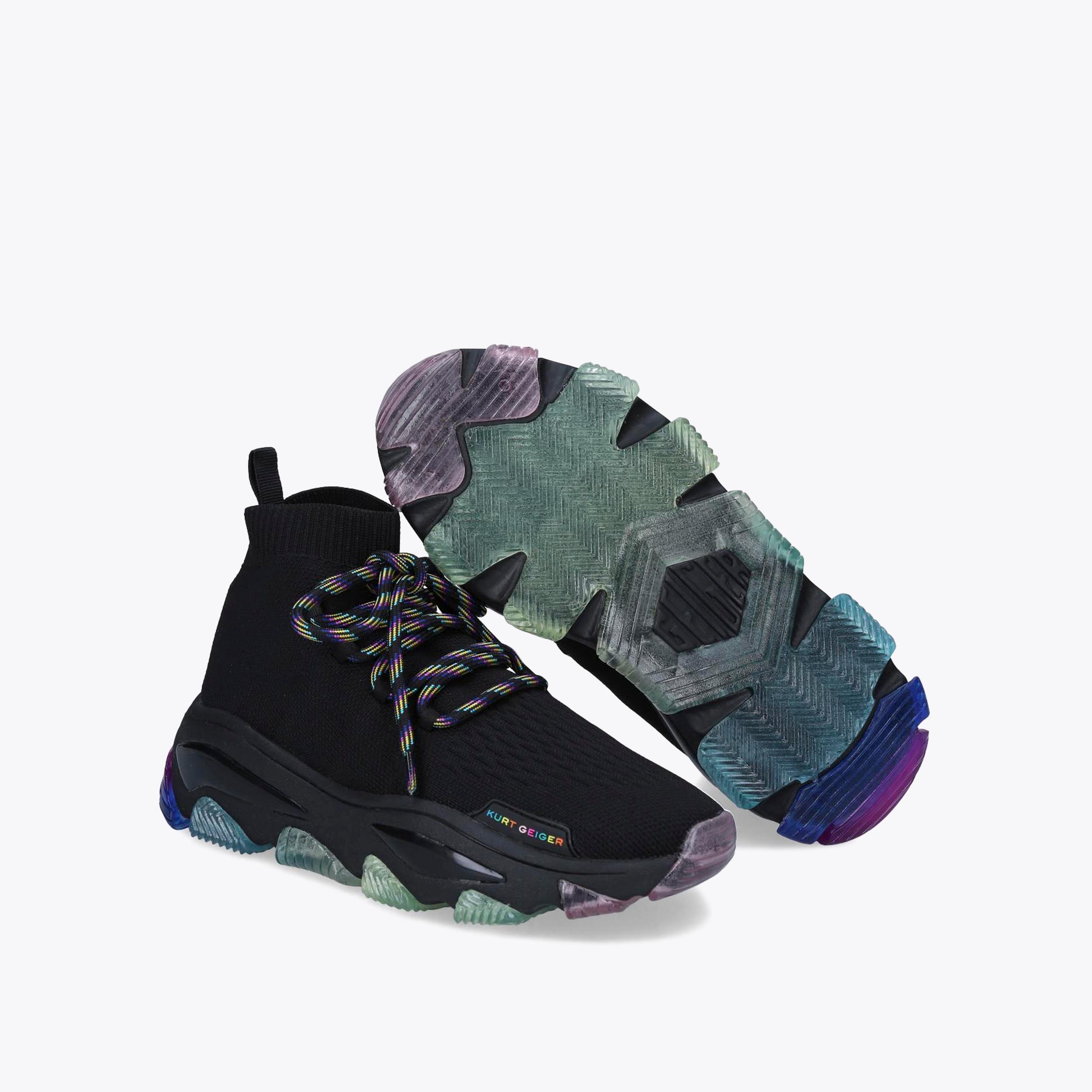 KURT GEIGER Black/Comb Lettie Rainbow-Insert Knitted
Trainers LETTIE Black Chunky Rainbow Sole Sneakers by KURT GEIGER LONDON main image 2