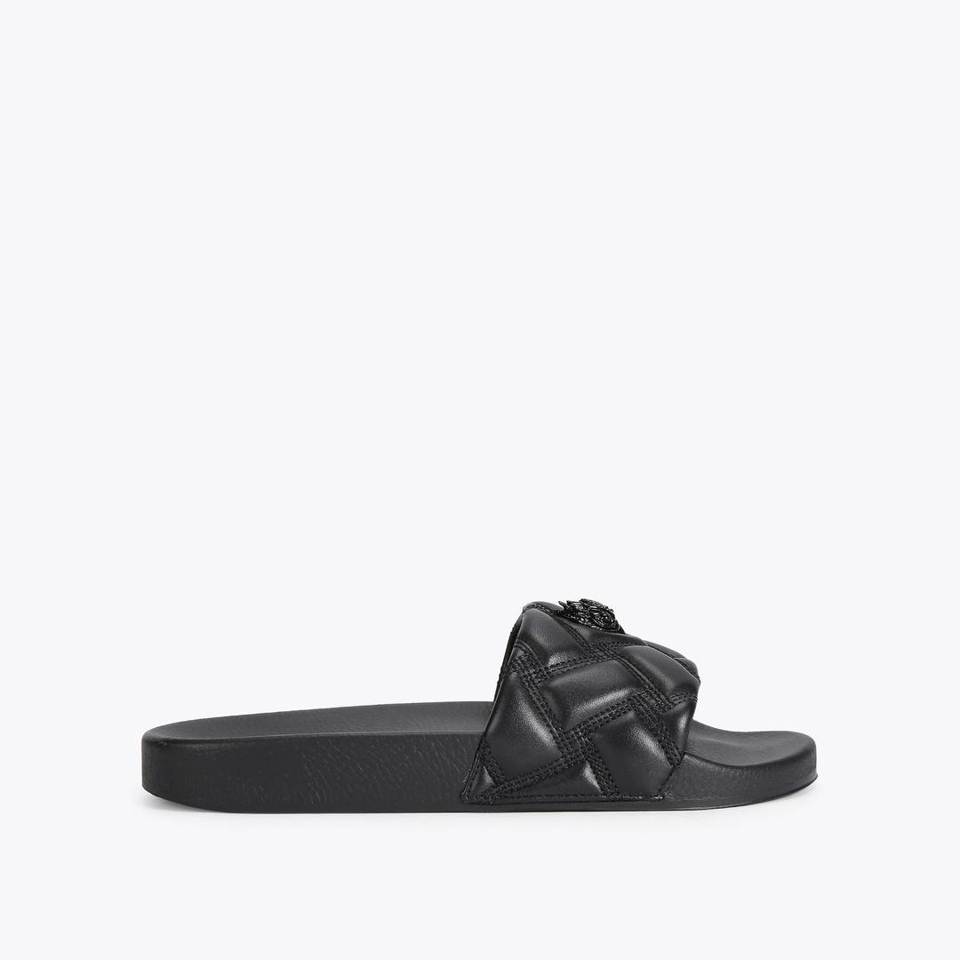 MEENA EAGLE DRENCH Black Slide On Sandals by KURT GEIGER LONDON — Kurt Geiger London