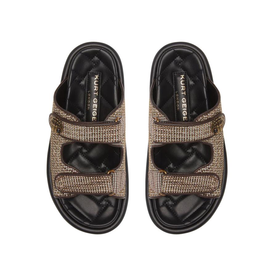ORSON SLIDE Houndstooth Beige Slide On Sandals by KURT ORSON SLIDE Houndstooth Beige Slide On Sandals by KURT