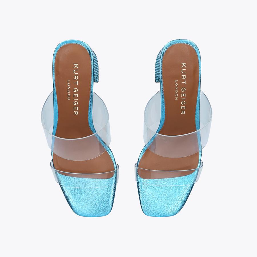 PARTY BLOCK SANDAL Blue Jewelled Block Heel Sandal by KURT