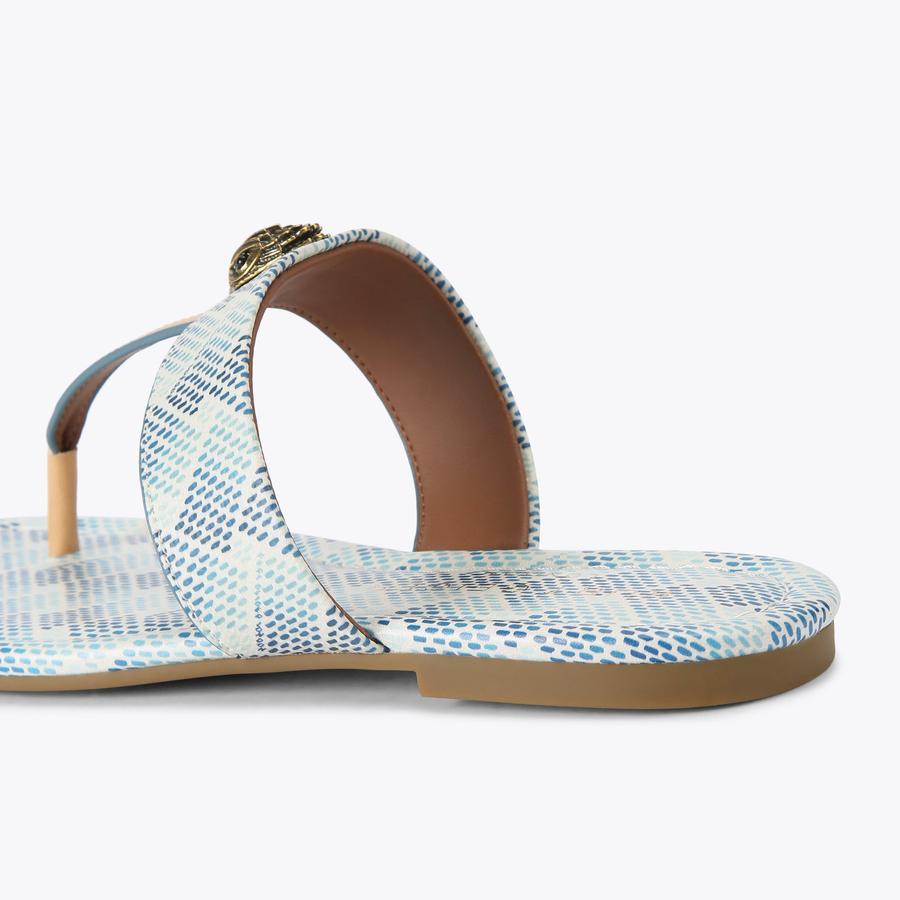 Kensington T-Bar Blue Canvas Sandals | Kurt Geiger