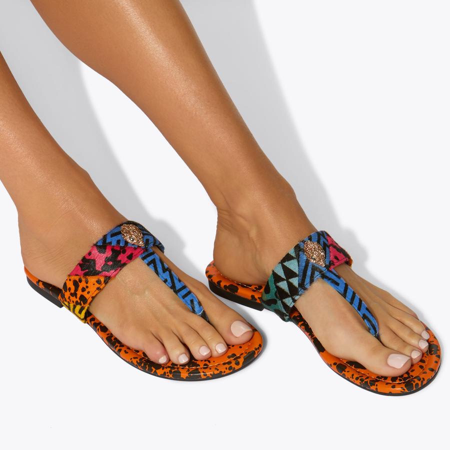 サンダル・ミュール MSGM THONG STRIPED PATTERN SANDALD Indie zebra-print thong sandals in multicoloured - The