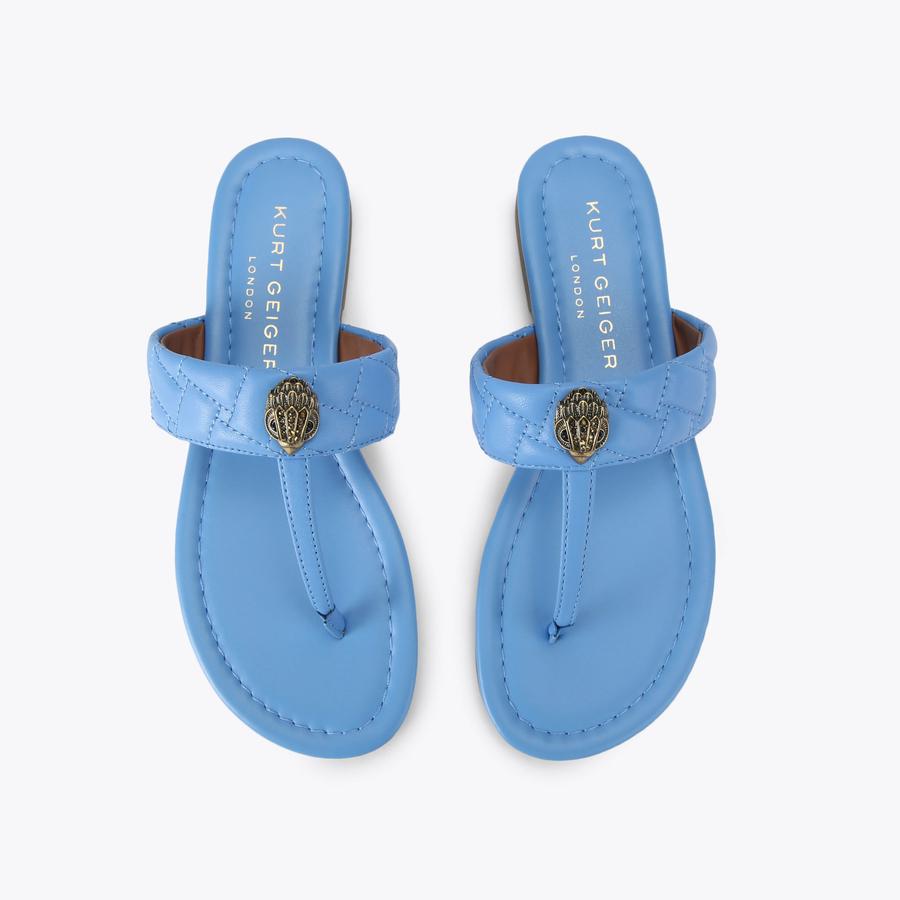 KENSINGTON T-BAR SANDAL Blue Leather Toe Stripe Kensington by KURT