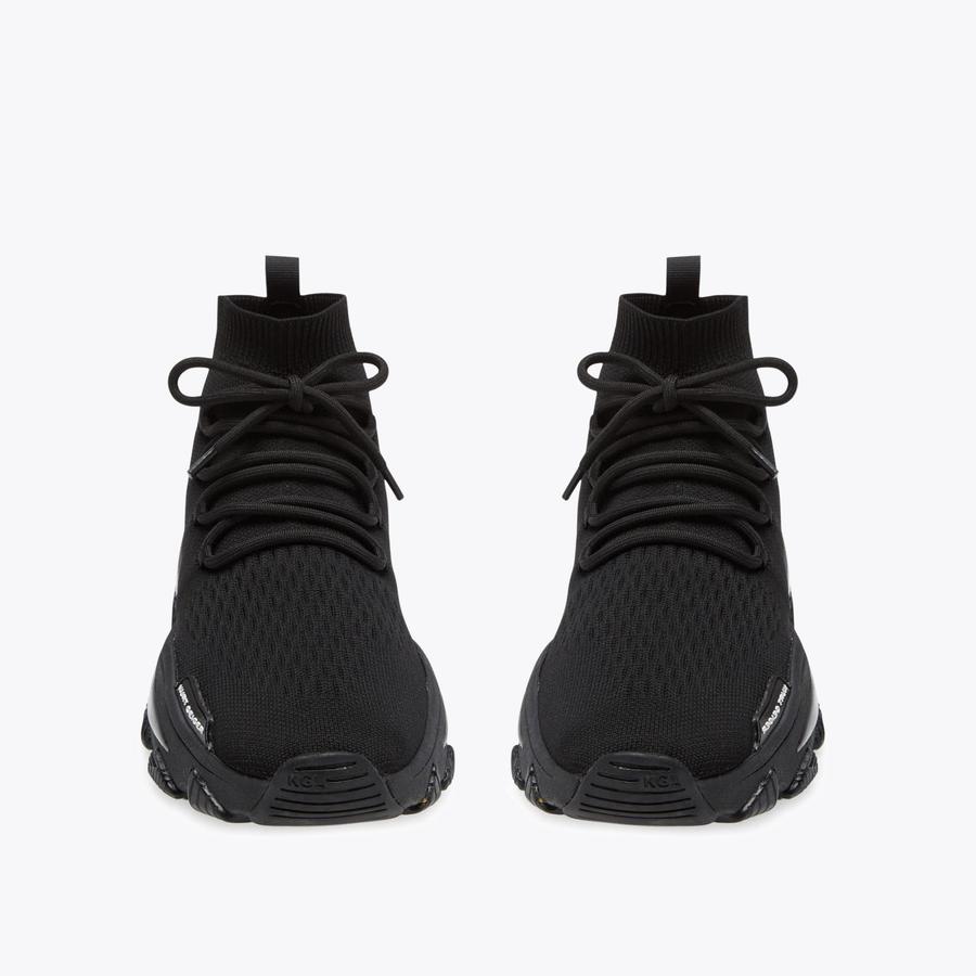 LETTIE KNIT LACE MENS Black Knitted Lace Up Sock Sneakers by  display picture 1