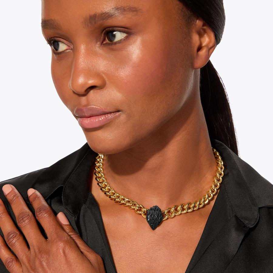 nordstrom_kurt_geiger_london_k  NWT Kurt Geiger Chunky Black Eagle Head Pendant Necklace Mesh Shimmer Rope main image 1