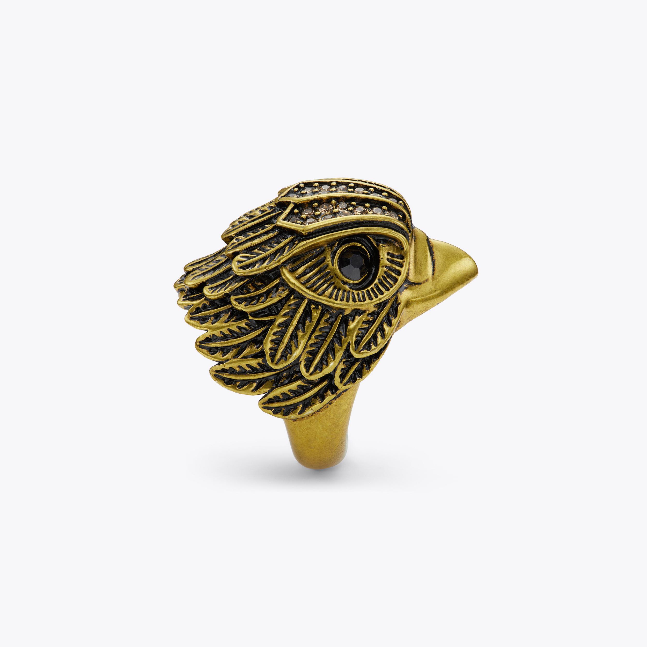 EAGLE XL CHUNKY RING Gold Eagle Head Chunky Ring by KURT GEIGER LONDON