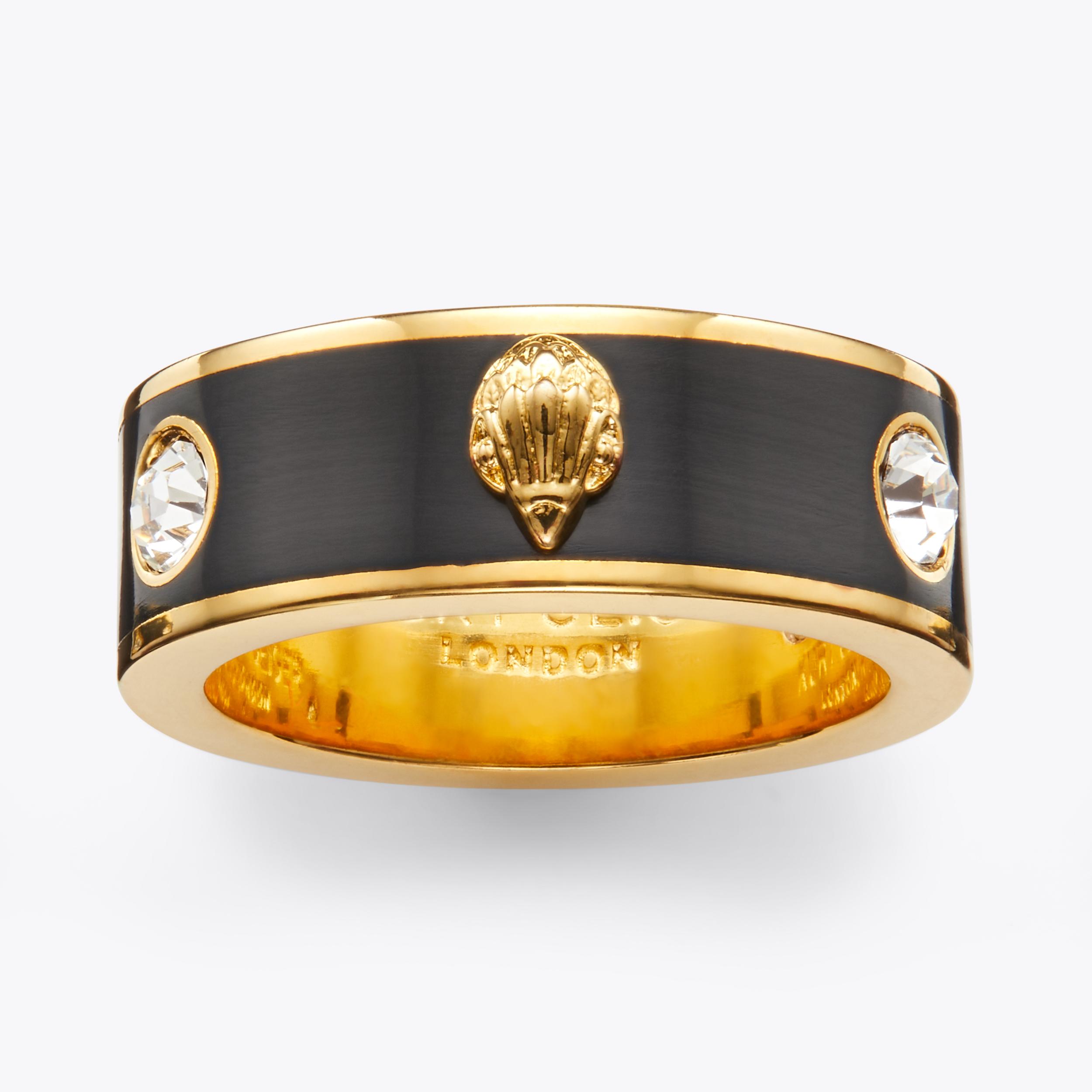 ENAMEL EAGLE RING Gold Tone Black Crystal Eagle Ring by KURT GEIGER LONDON