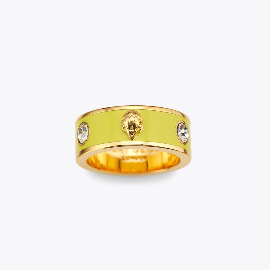 ENAMEL EAGLE RING Lime Gold Enamel Eagle Head Ring by KURT GEIGER