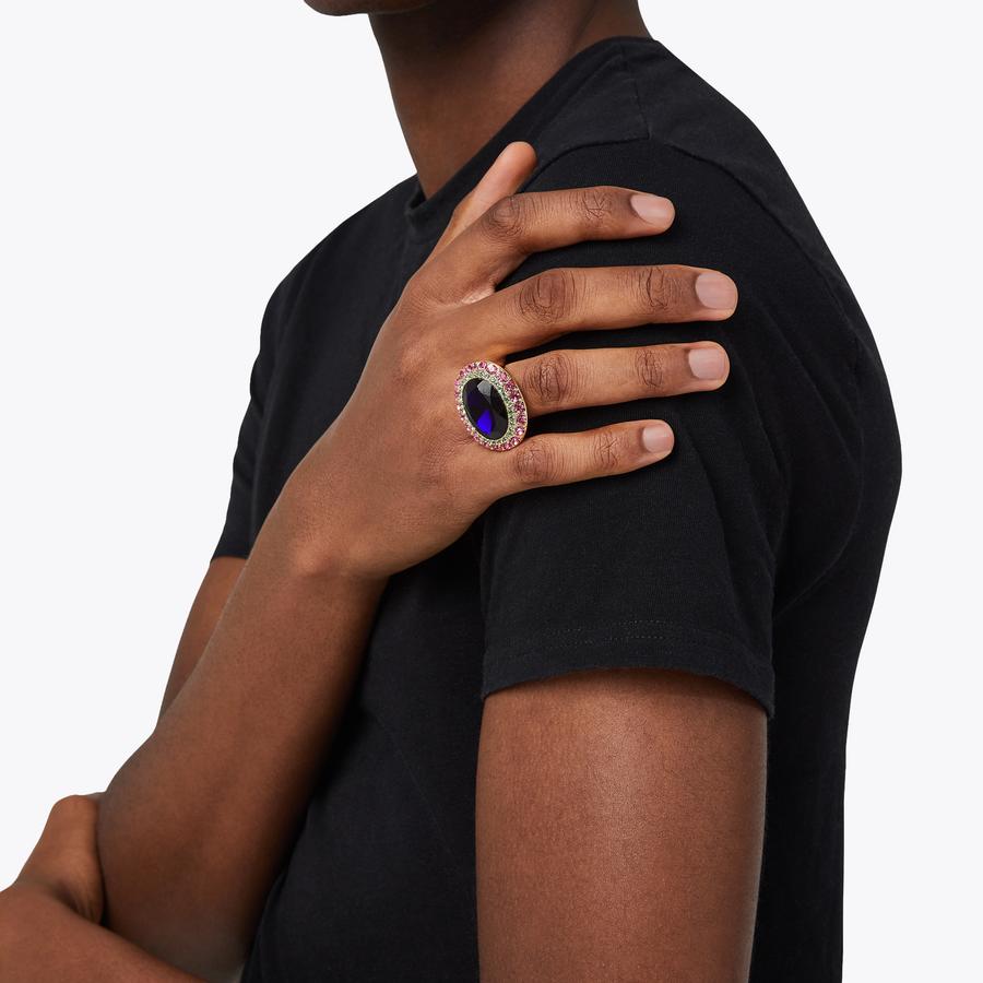OVAL STONE XL RING Oversized Extra Large Blue Oval Stone Ring by