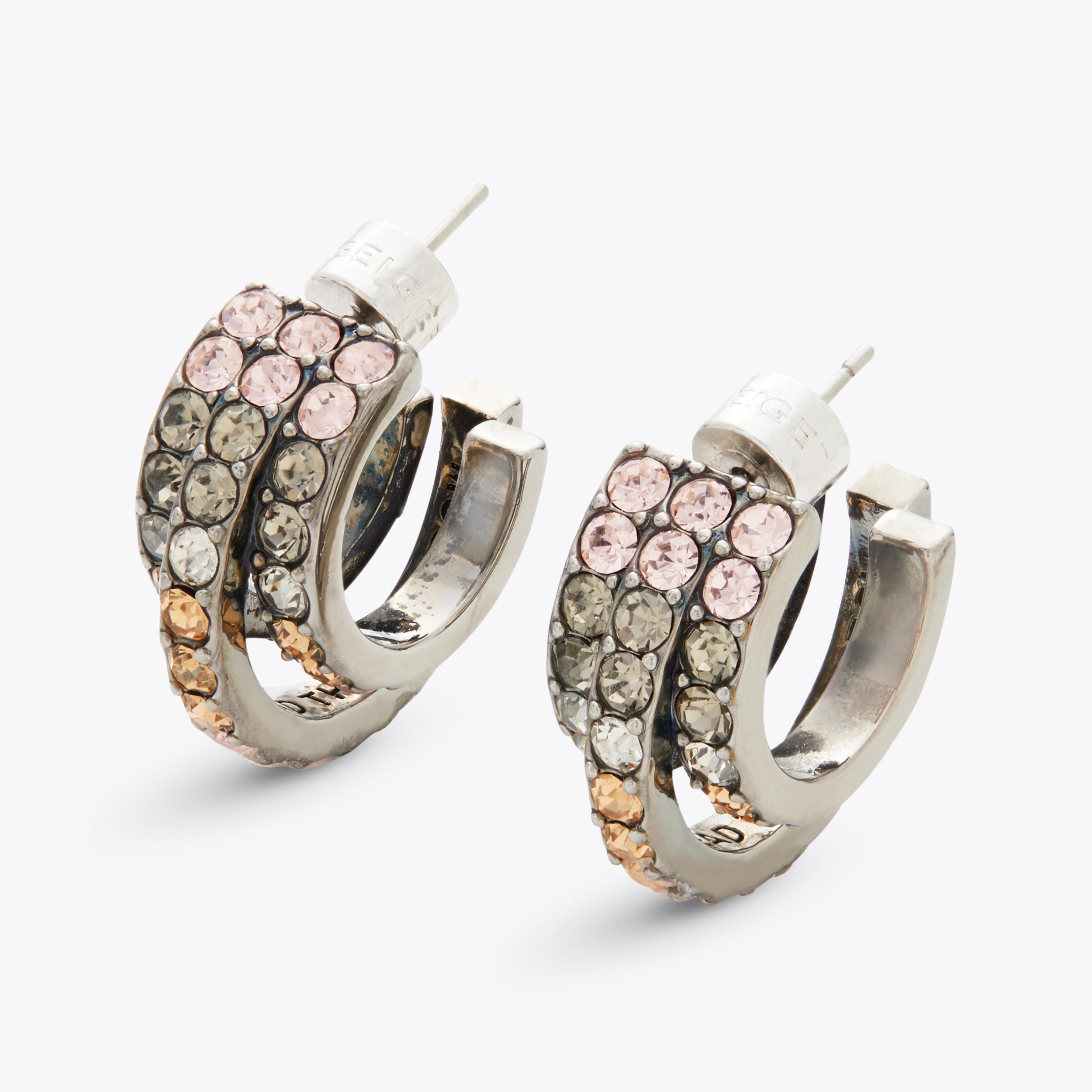 RAINBOW TRIPLE HOOPS Hoop Rainbow Crystal Earrings by KURT
