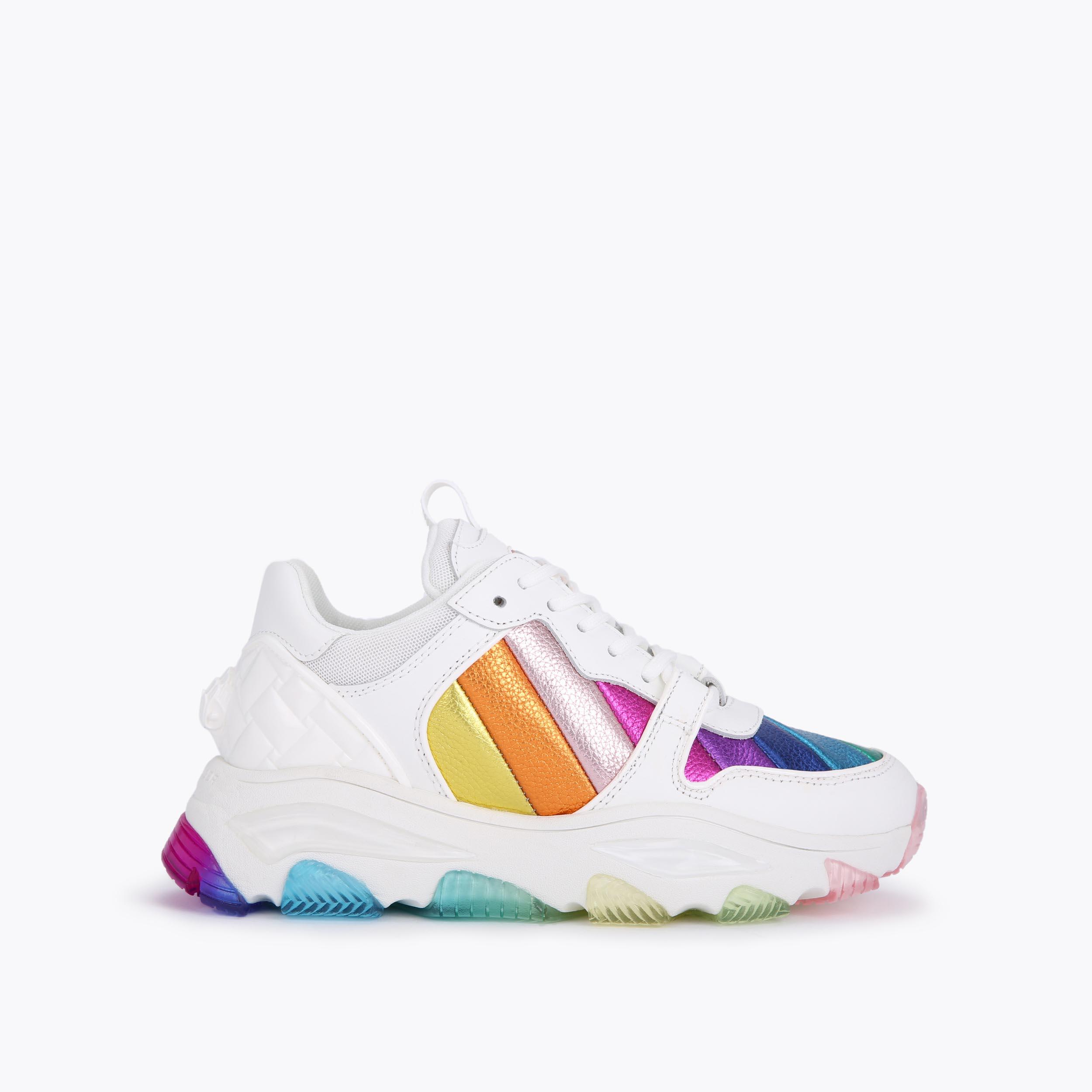 LETTIE EAGLE Rainbow Leather Chunky Dad Sneakers by KURT GEIGER LONDON