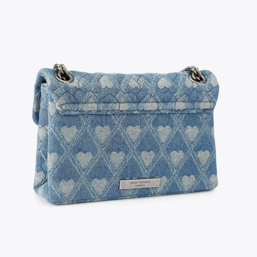 MINI KENSINGTON SOFT BAG Denim Heart Cross Body Bag by KURT GEIGER