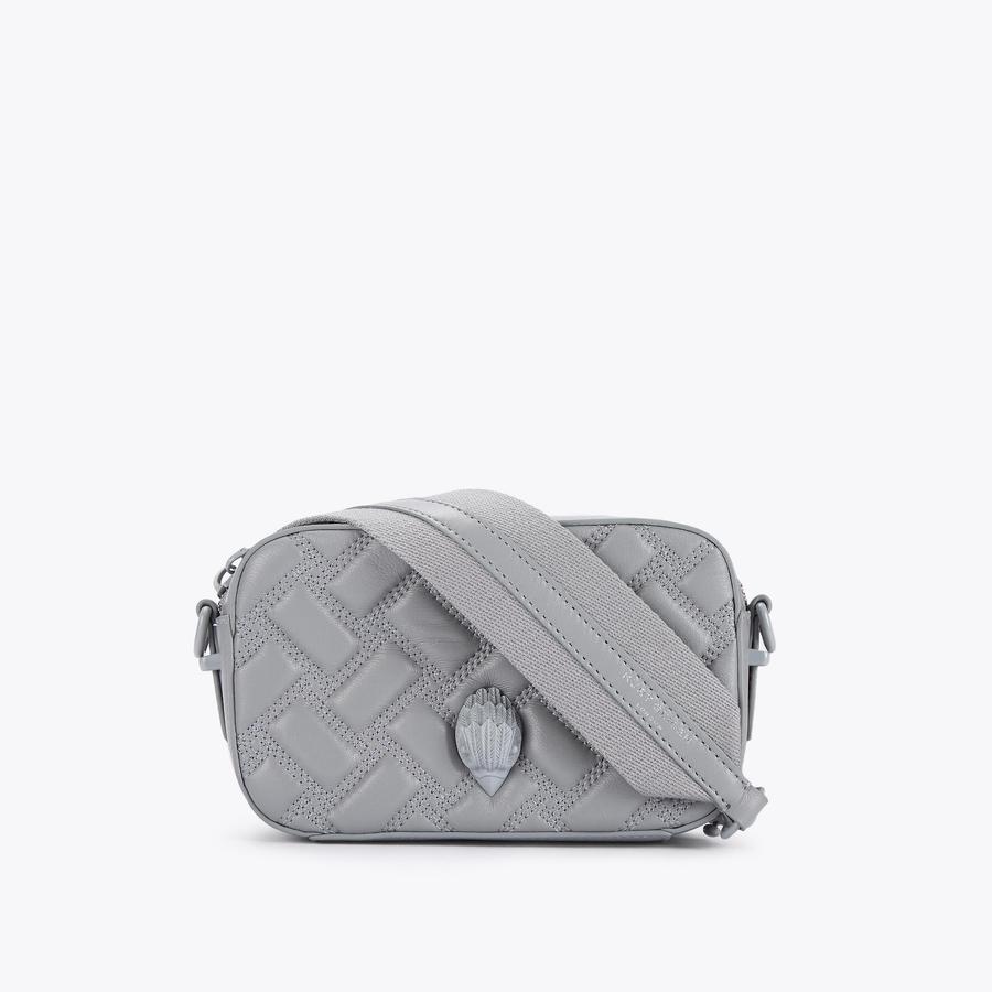 LEATHER QUILTED SMALL POUCH GREY