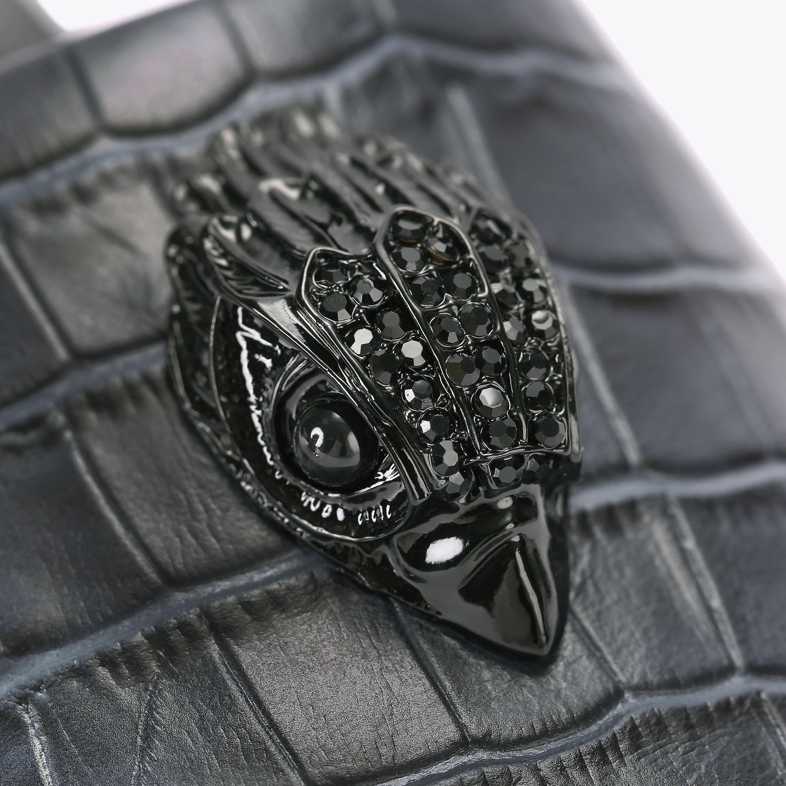 Oscar Navy Croc Print Men's Slides | Kurt Geiger