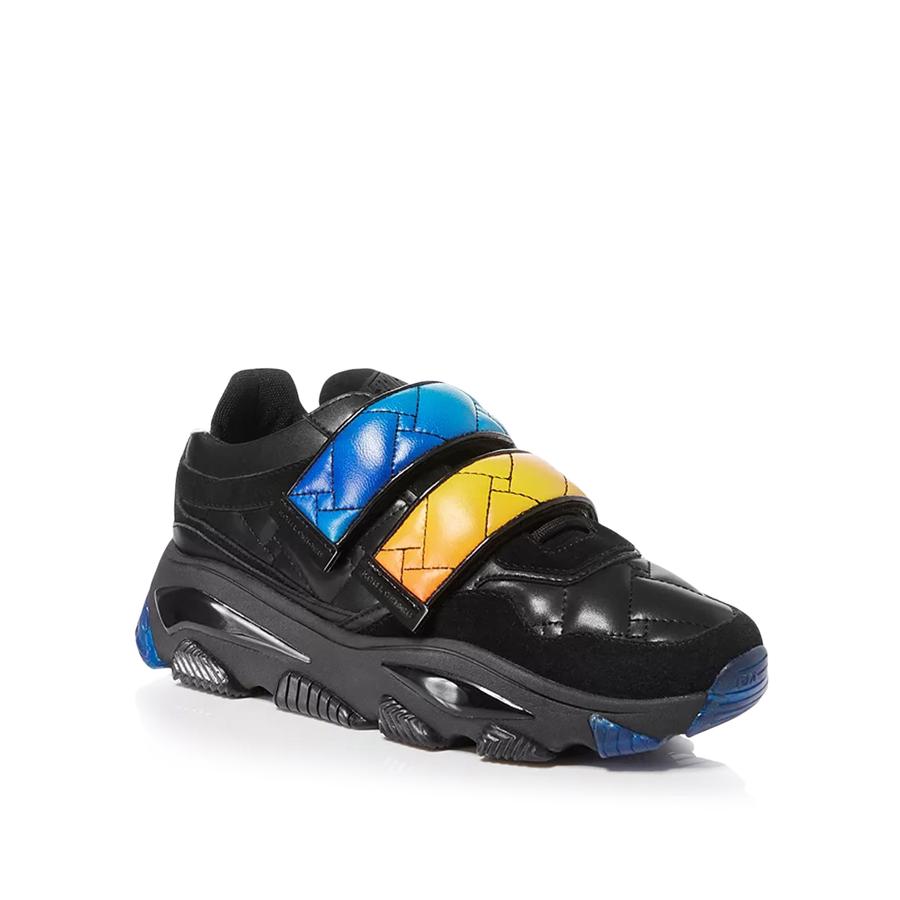 LETTIE VELCRO MENS Black Leather Velcro Quilted Sneakers by KURT