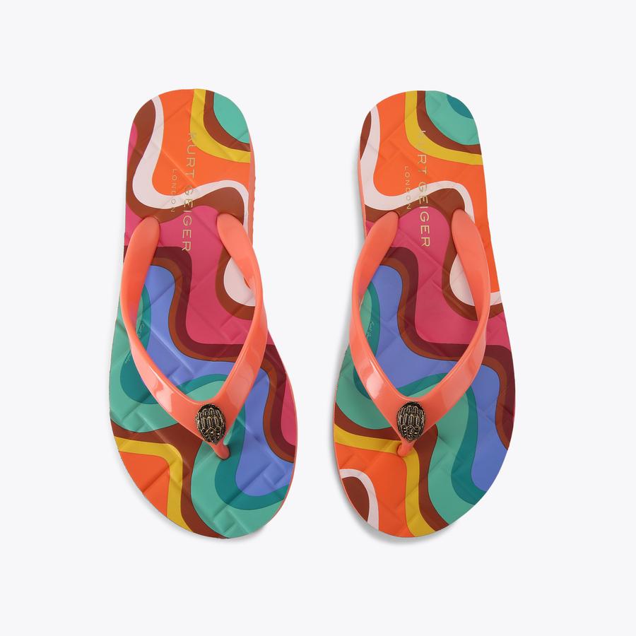 KENSINGTON Q FLIP FLOP Orange Swirl Sandal by KURT GEIGER LONDON KENSINGTON Q FLIP FLOP Orange Swirl Sandal by KURT GEIGER LONDON