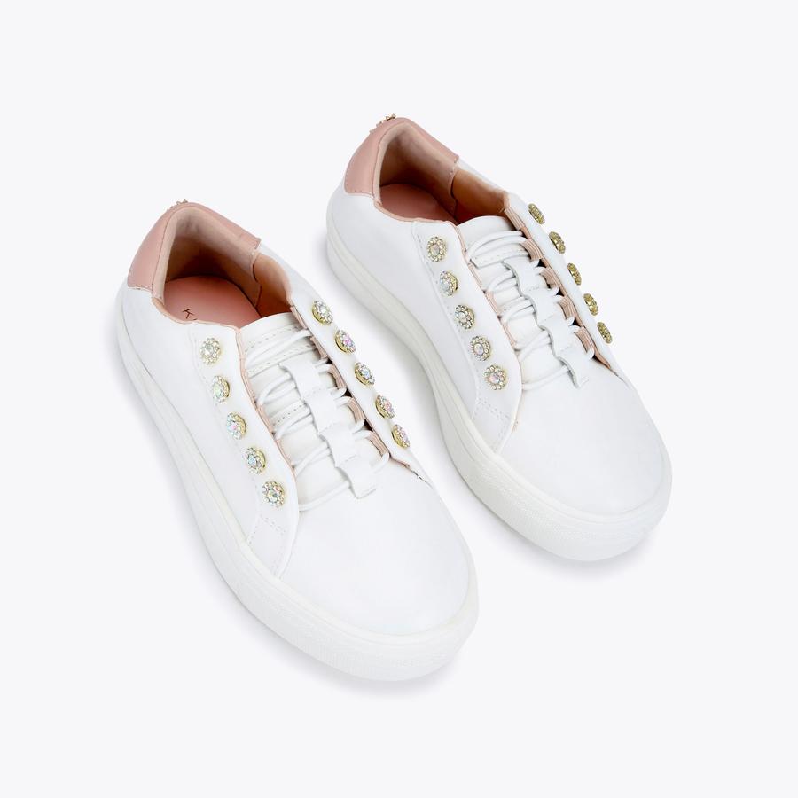 MINI LIVIAH Kids White Leather Elasticated Sneakers by KURT